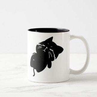 Mug à café avec un chat noir grassouillet mignon