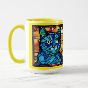 Mug à café avec un joli chat bleu