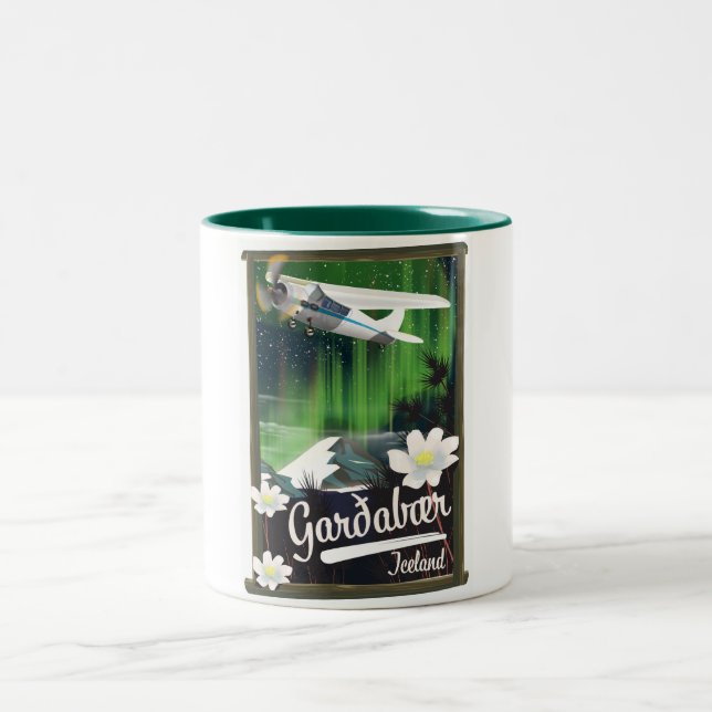 Mug à café bicolore affiche touristique de Garðabæ (Centre)