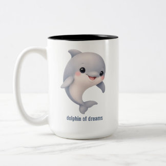 Mug à café bicolore avec dauphin de dessin animé m