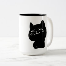 Mug à café chat noir grassouillet kawaii