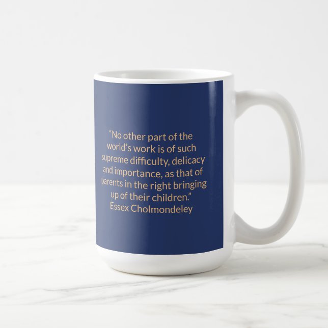 Mug à café CMEC - 15 oz, marine avec pêche (Droite)