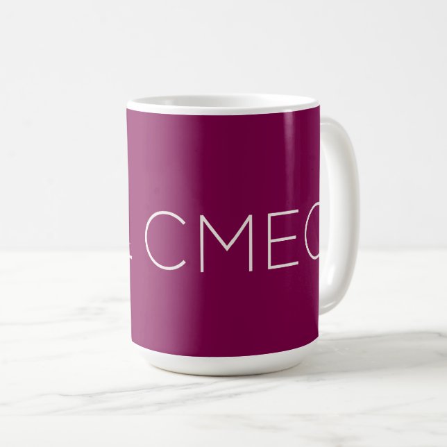 Mug à café CMEC - 15 oz, rouge profond avec blanc (Devant droit)