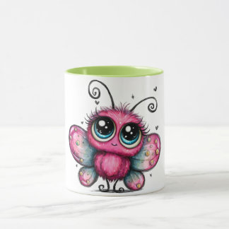 Mug à café coloré avec papillon violet