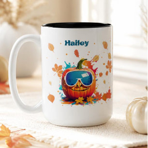 Mug à café d'automne 15 oz, Citrouille cool avec l