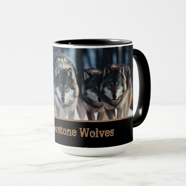 Mug à café en deux tons pour loups de Yellowstone (Devant droit)