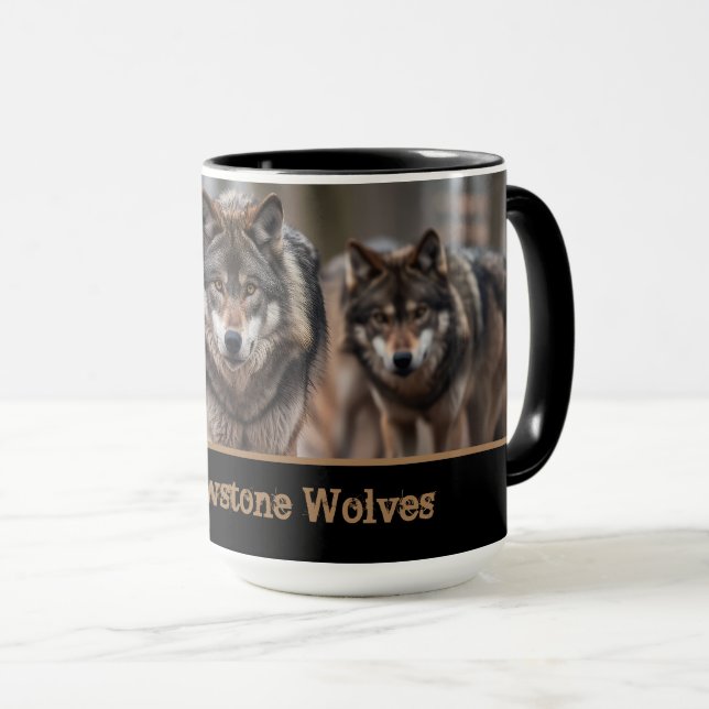 Mug à café en deux tons pour loups de Yellowstone (Devant droit)