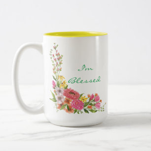 Mug à café floral "Je suis béni"