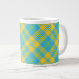 Mug à café Jumbo : Bleu, Jaune, Vert Plaid