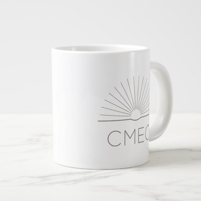 Mug à café Jumbo CMEC - 20 oz, blanc avec gris (Devant droit)