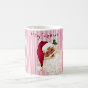 Mug à café rayé canneberge Père Noël noir