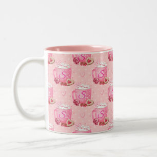 Mug à café rose et blanc de la Saint-Valentin avec