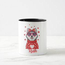 Mug à café Siberian Husky Saint-Valentin 2026