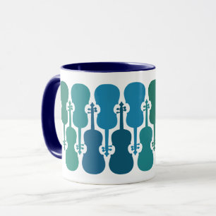 Mug à café violon bleu et vert (11 oz)
