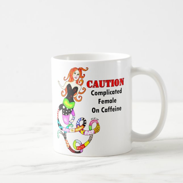 Mug "A compliqué la femelle sirène sur caféine" (Droite)