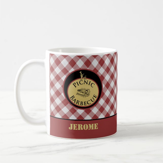 Mug À damiers BBQ rouge et blanc (Gauche)