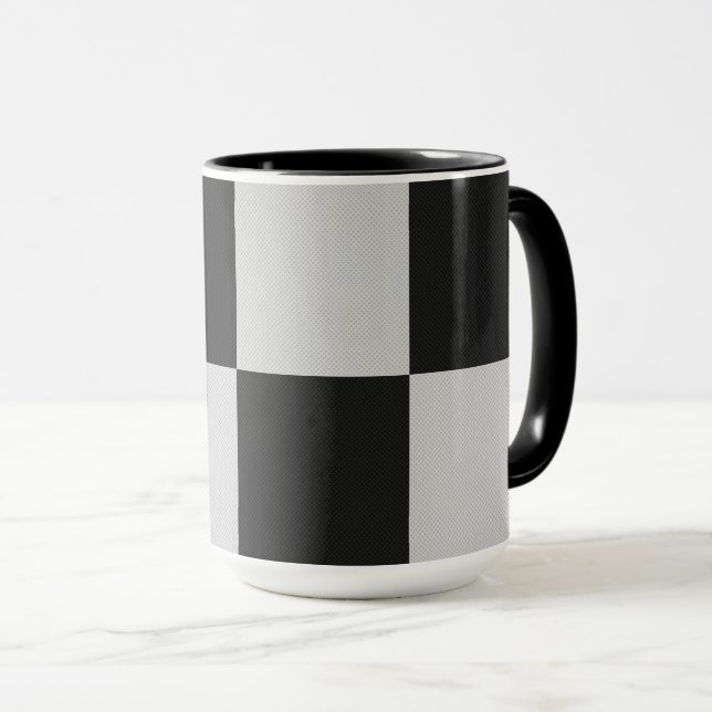 Mug À damiers Carrés noirs et blancs ou COULEUR PERSON (Devant droit)