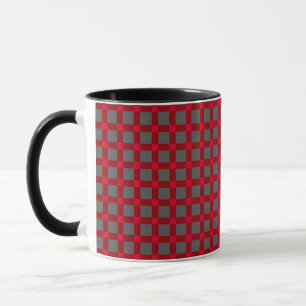 Mug À damiers plaid écossais gris rouge