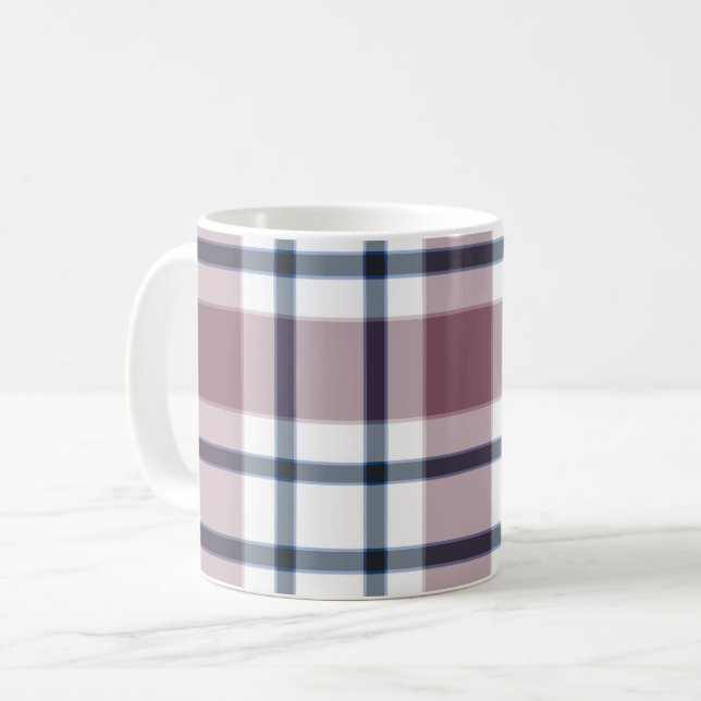 Mug À damiers rétro gris motif gris clair (Devant gauche)