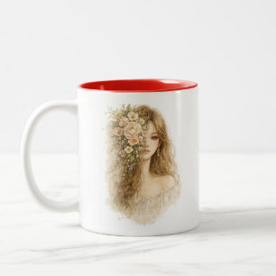 Mug à demi-visage floral aquarelle