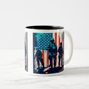 Mug à deux tons de soldats américains, 11 oz