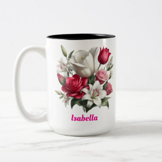 Mug à deux tons fleuris, 15 oz