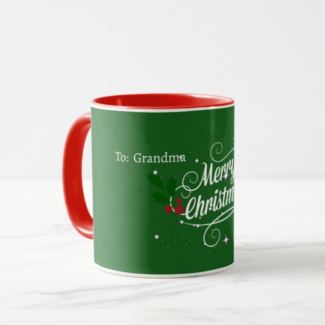 Mug À : Grand-mère, Joyeux Noël, (Devant gauche)