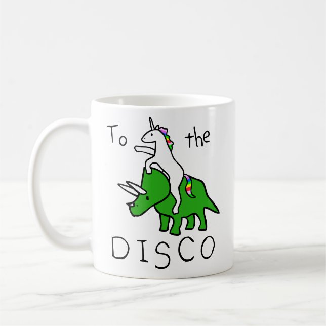 Mug À la disco (Triceratops d'équitation de licorne) (Gauche)