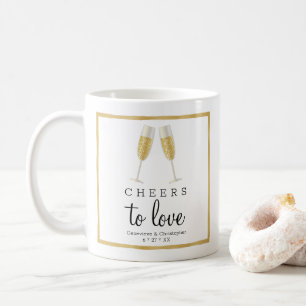 Mug À l'amour élégant Champagne de mariage or