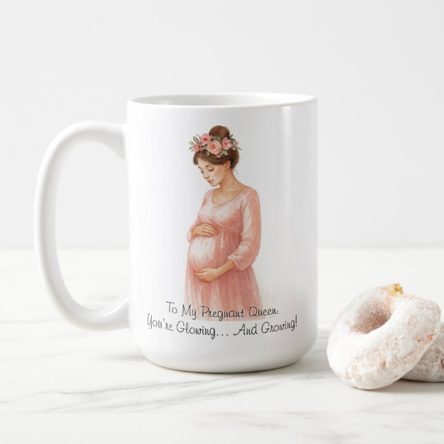 Mug À ma Reine Enceinte - Élégante Grossesse Florale | (Avec donut)