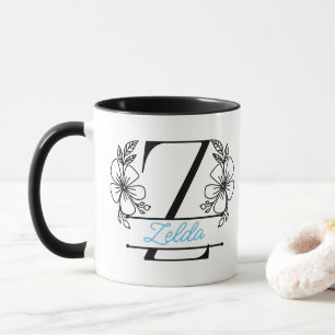 Mug à monogramme floral personnalisé Lettre Z - Su