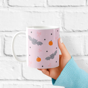 Mug à motif de chauve-souris Halloween rose mignon