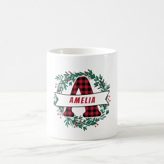 Mug A! Motif de la couronne de Noël Monogramme (Centre)