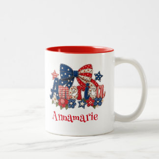 Mug à motif floral de faux quilt patriotique améri