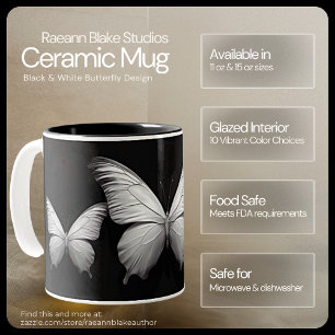 Mug à motif papillon noir et blanc