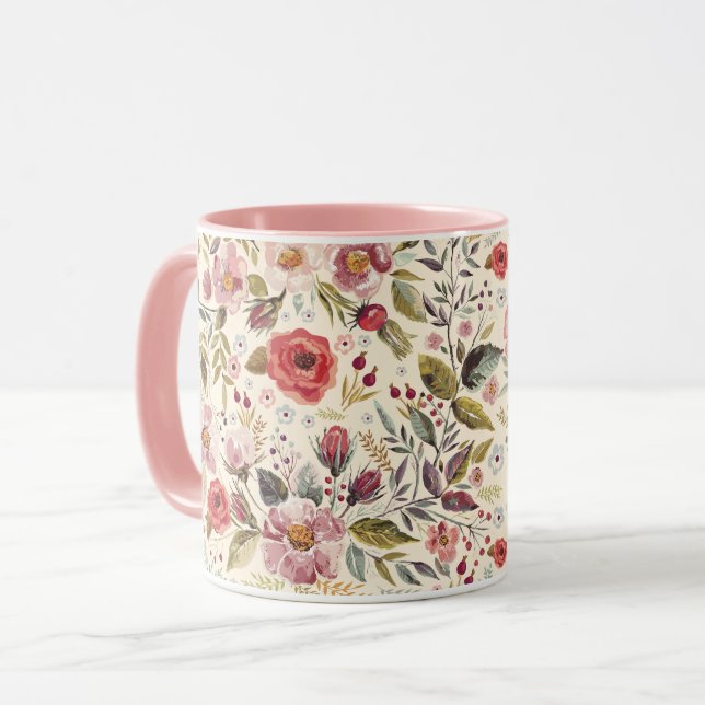 Mug à motifs floraux féminins (Devant gauche)