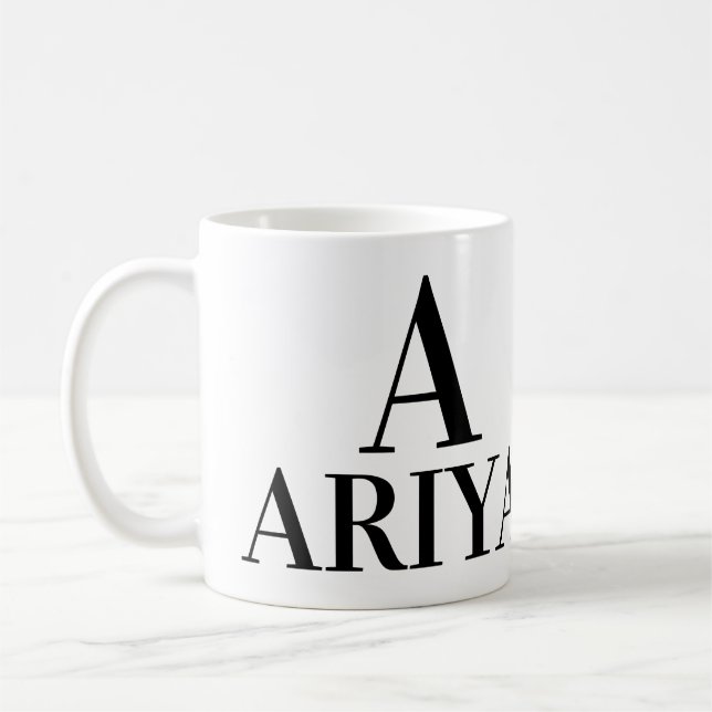 MUG A) NOM, LETTRE ET DESCRIPTION POSITIVE (Gauche)