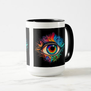 Mug à paupières à yeux psychédéliques, 15 oz