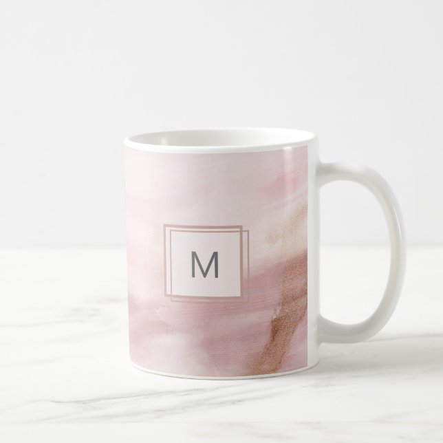 Mug à pinceau rose pastel initial moderne (Droite)