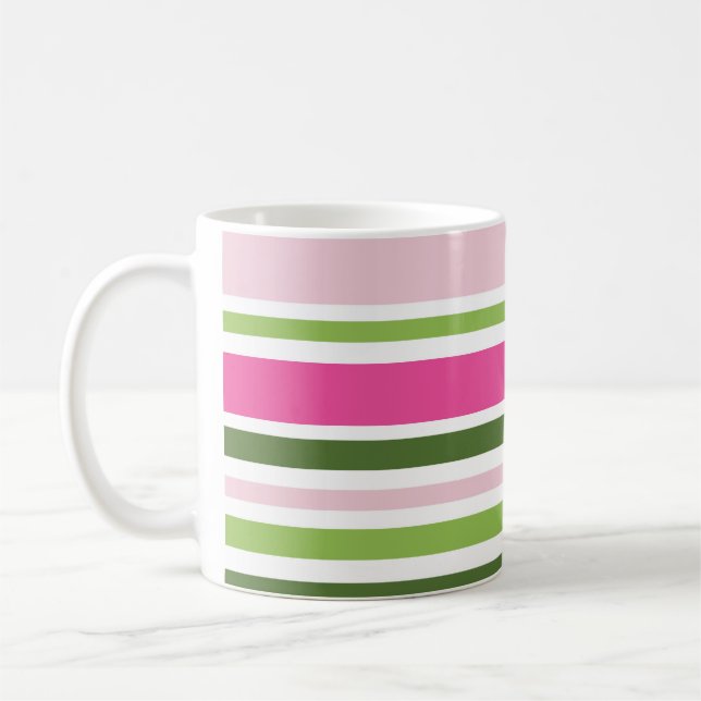 Mug à rayures roses et vertes (Gauche)