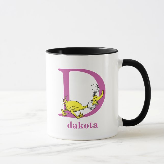 Mug ABC du Dr Seuss : Lettre D - Violet | Ajouter Votr (Droite)
