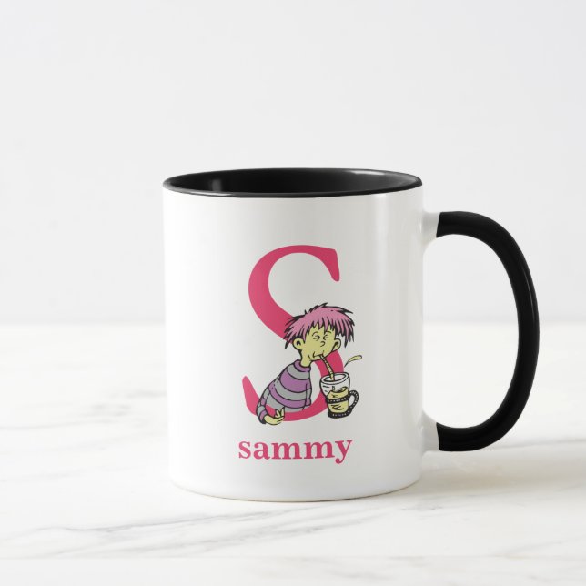 Mug ABC du Dr Seuss : Lettre S - rose| Ajouter votre n (Droite)