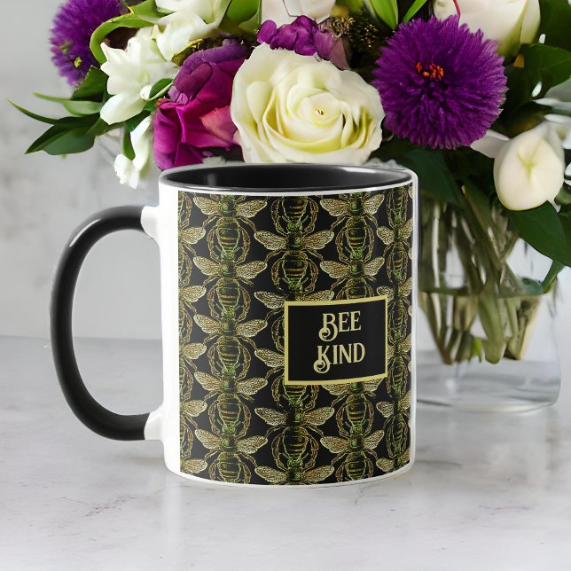 Mug Abee Genre Elegant Or et Black Bee Motif (Créateur téléchargé)
