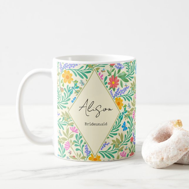 Mug Abeille de miel, coccinelle, papillon, libellule & (Avec donut)