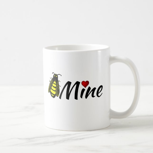 Mug Abeille miel mignonne avec coeur rouge Valentine (Droite)