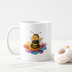 Mug Abeille Sur Une Fleur Vibrante Faisant Du Yoga