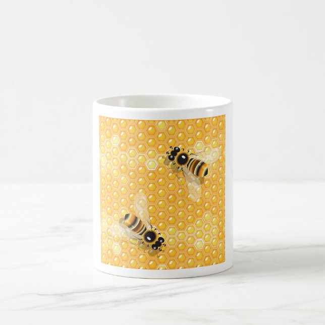 Mug Abeilles de miel sur un Motif de nid d'abeille (Créateur téléchargé)