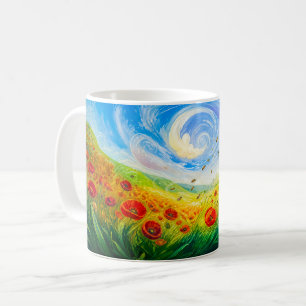 Mug Abeilles dérivant sur un champ de coquelicots vent