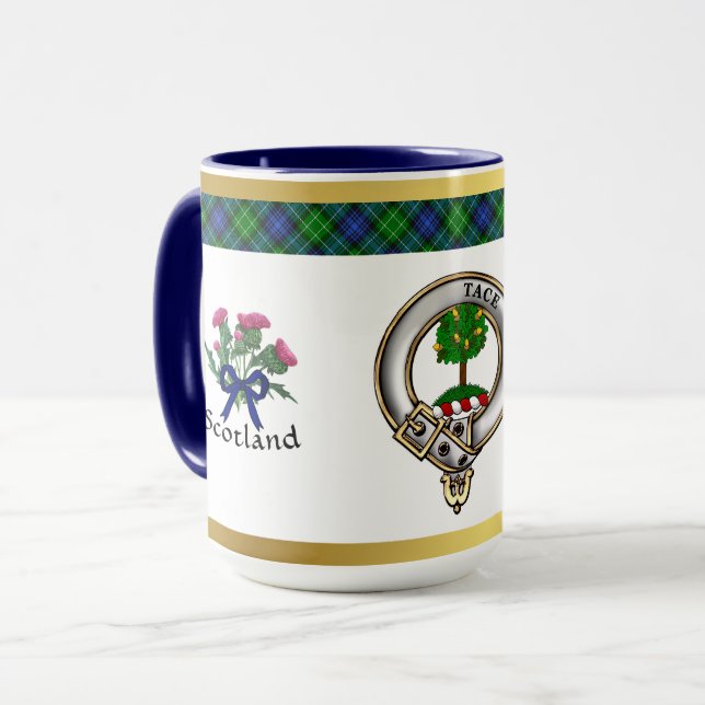 Mug Abercrombie Clan Badge Tartan & Motto (Devant gauche)