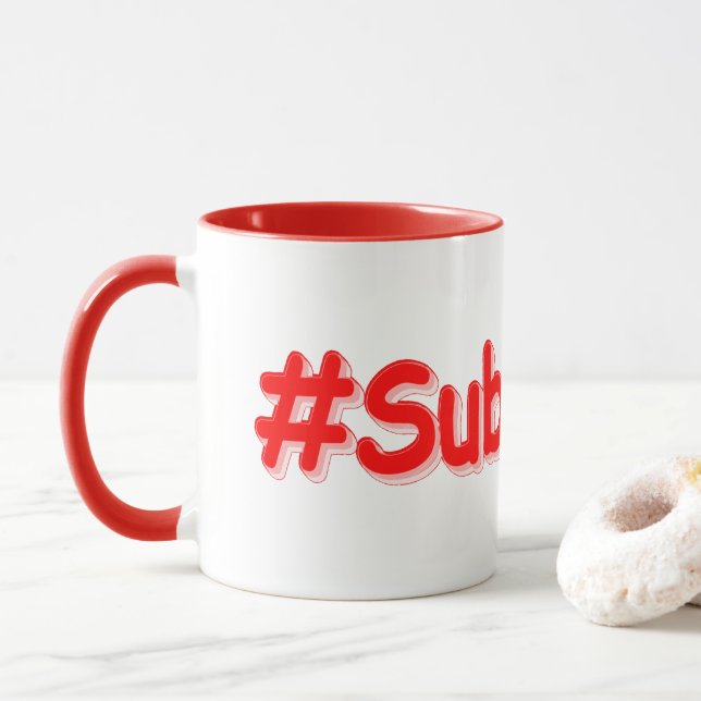 Mug "#Abonnez-vous" Conception sympa. Commandez dès ma (Avec donut)
